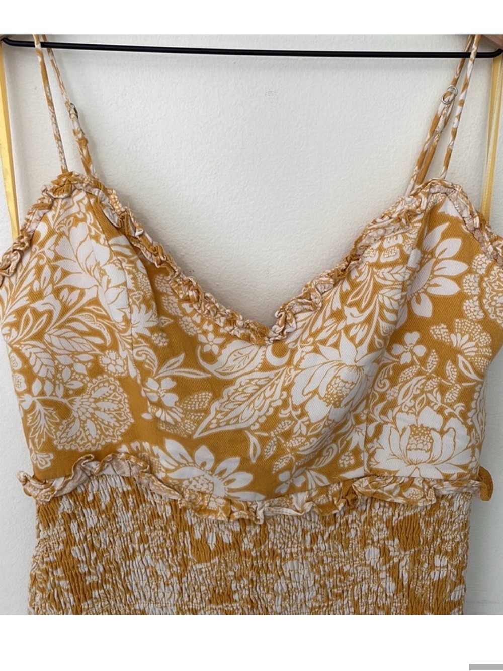 Hello Molly | On the Moon Yellow Sleeveless Ruffle Mini Floral Dress Medium 6 - Picture 2 of 5